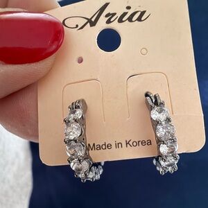 Silver Crystal Hoop Earrings